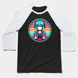 Gamer girl neon colorful Baseball T-Shirt